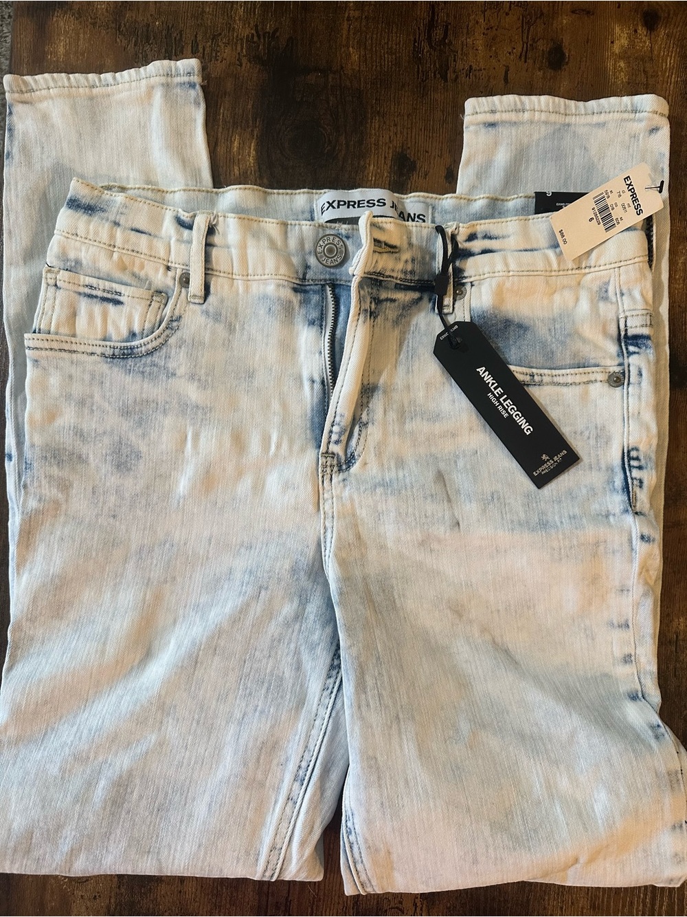 Express Light Blue Acid-Wash Ankle Legging Jeans